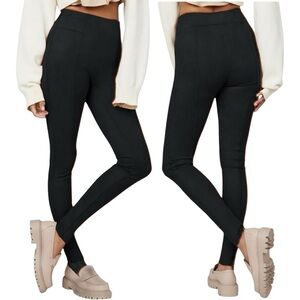 Spanx Black Faux Suede Leggings High Waisted Medium